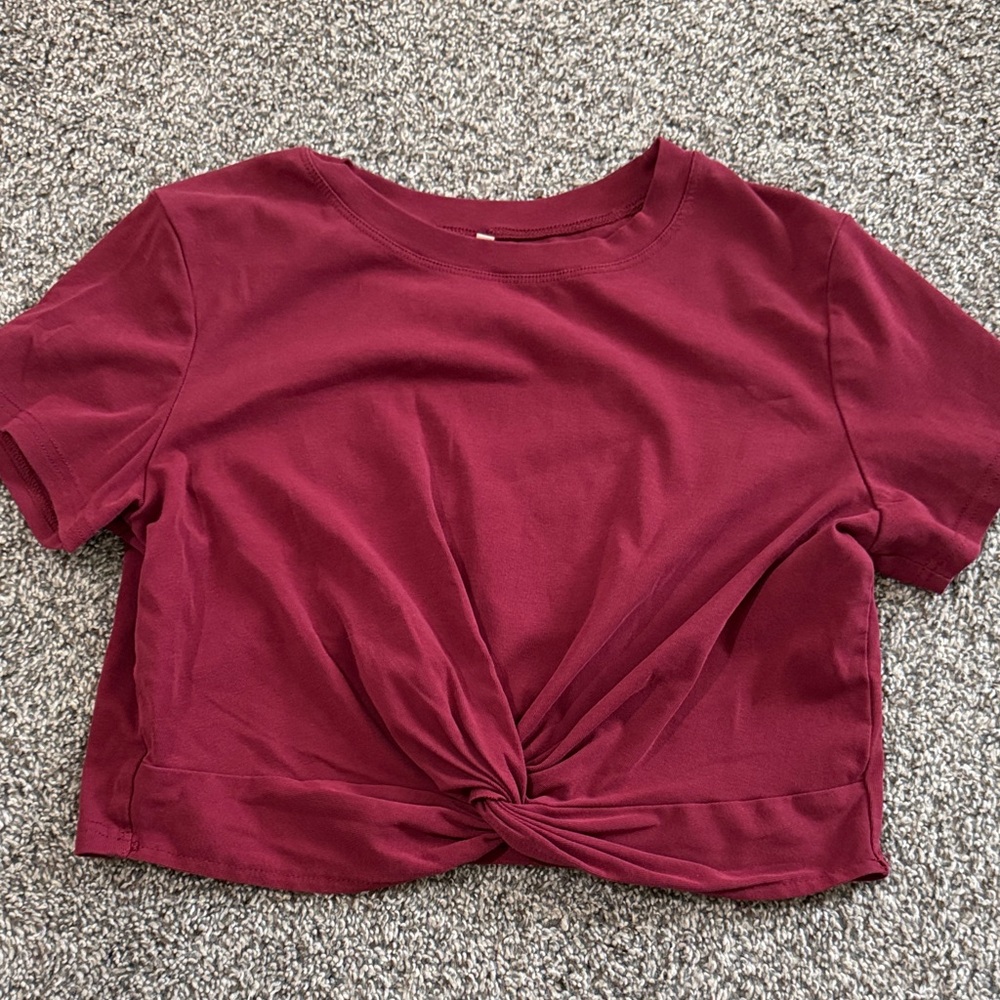 Women's Burgundy Twist-Front Top